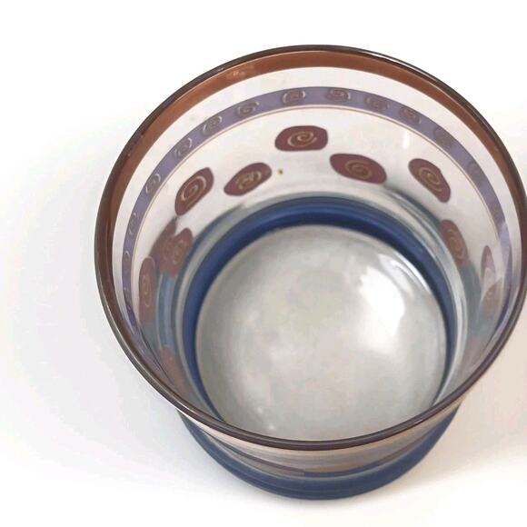 Sakura Sango Sue Zipkin Tumbler Drink Glass Blue Gold Cocktail Party Art Deco - Picture 4 of 15